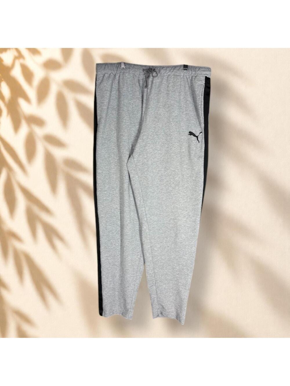 Puma Activewear Track Pants Men XL Gray Drawstring Pockets Logo Running Gym